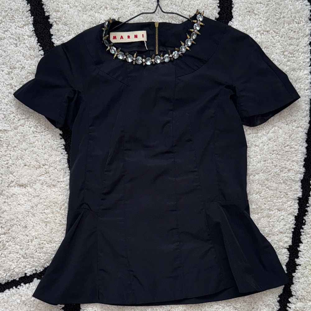 Marni Black Top with Jewel Collar (38)